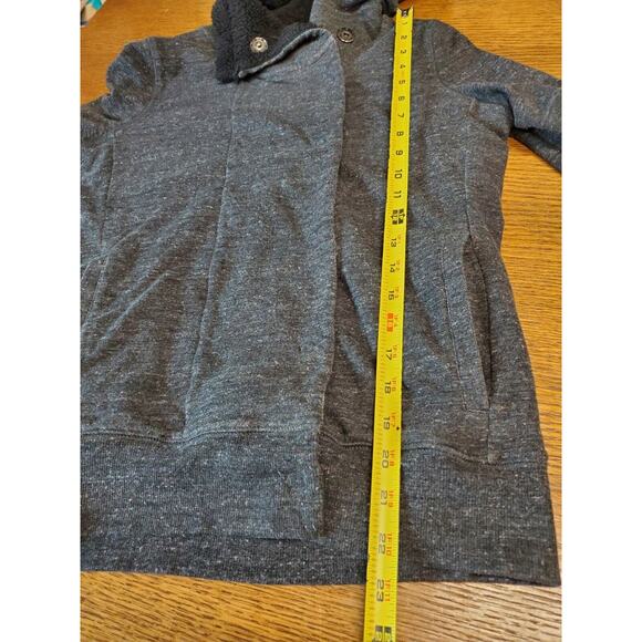 ALO Yoga Sherpa Lined Hooded Jacket Small Snap Front Gray Thumbholes Hoodie - Picture 7 of 8